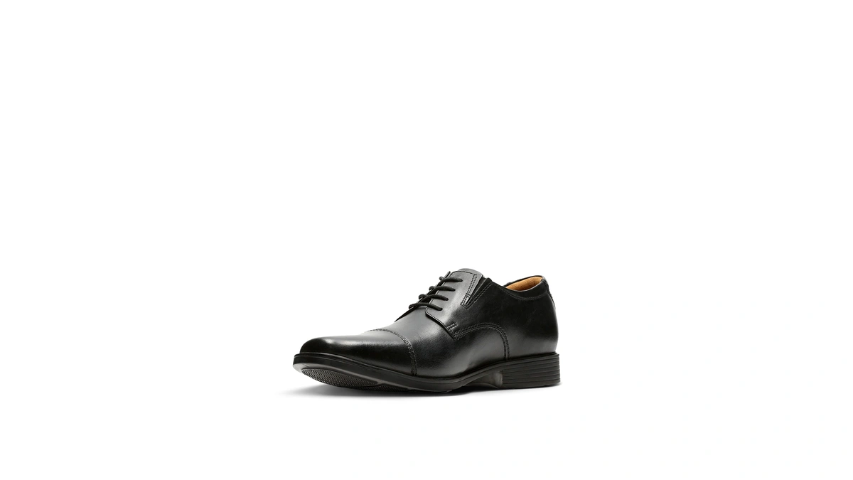 Clarks Men's Tilden Cap Oxford, Black Leather, 12 W Us