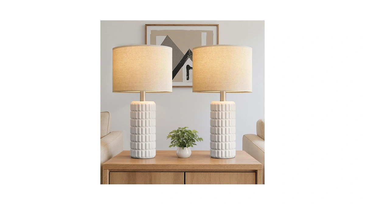 Seealle 23" Modern Ceramic Table Lamps Set Of 2, Lamps
