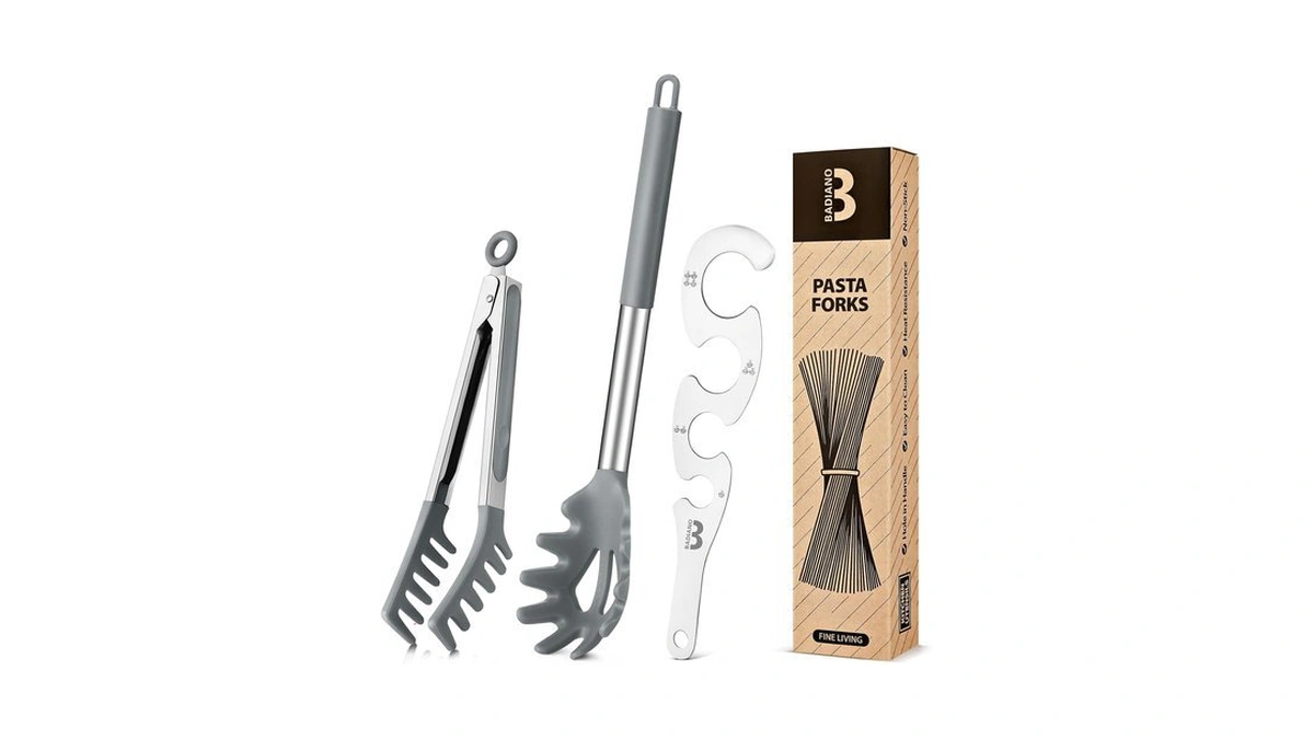Silicone Spaghetti Spoon & Pasta Tong With Pasta Measurer, 3