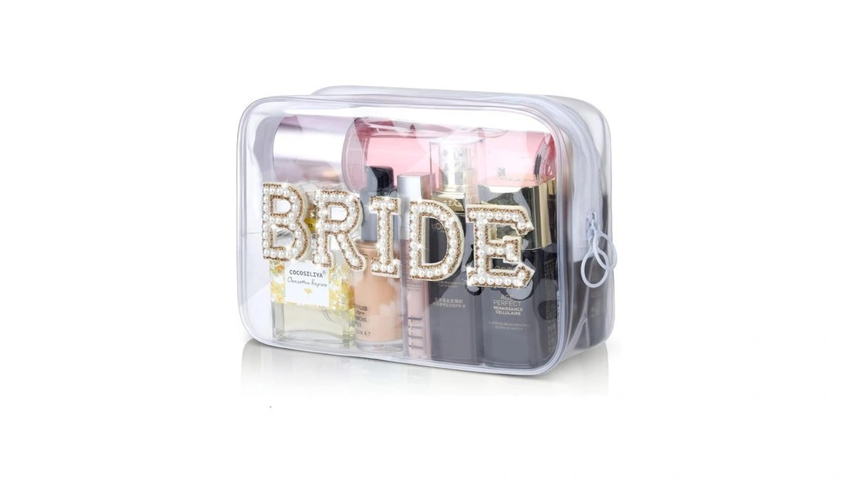 Etercycle Bride Clear Makeup Bag, Bridal Shower Gifts Wedding Cosmetic