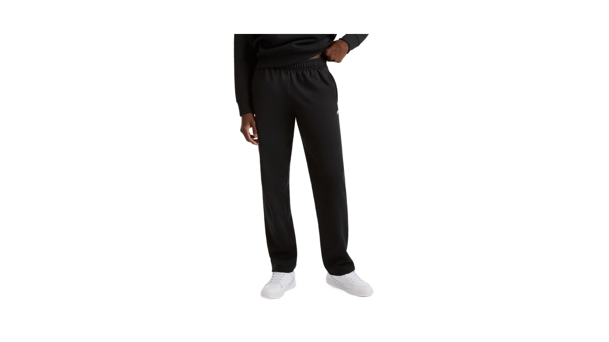 Champion Men's Powerblend Open Hem Sweatpants,midweight Fleece,c Logo, Black, 4x-large