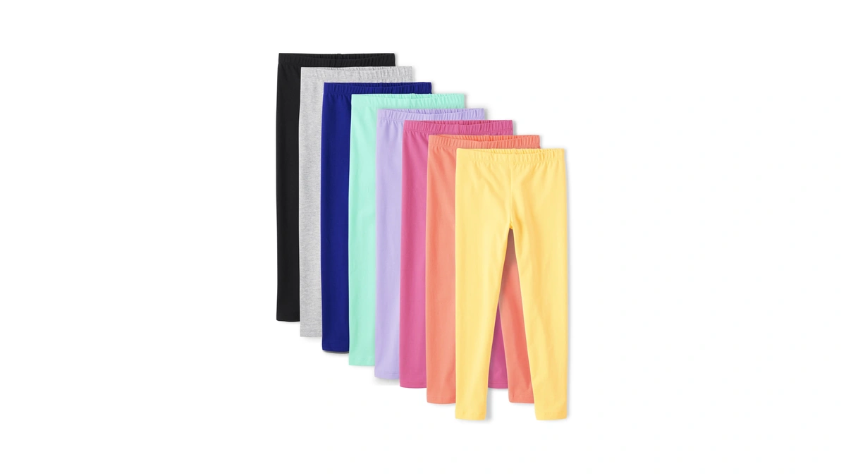 The Children's Place Girls' Solid Leggings 8-pack, French Rose Multi