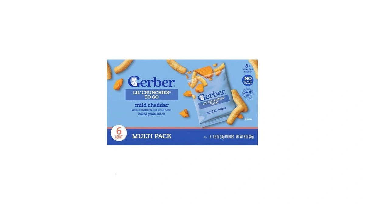 Gerber Crunchies To Go Mild Cheddar Snack, 0.5 Oz, 6