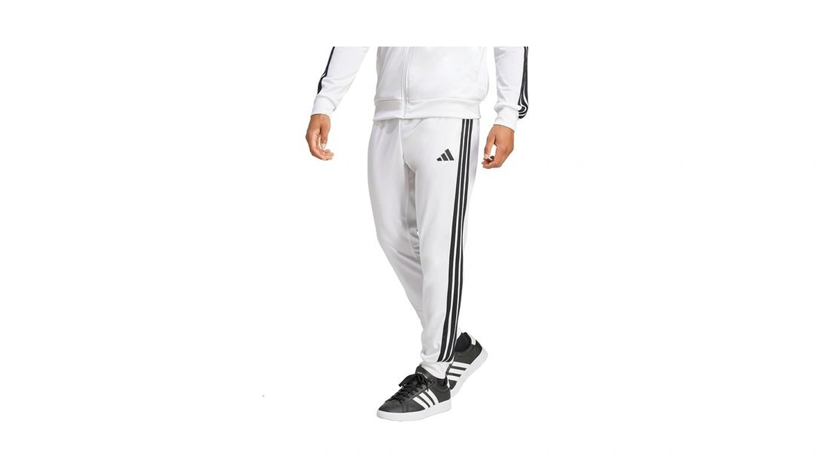 Adidas Mens 3-stripes Tricot Regular Tapered Sportswear Track Pants, White/black,