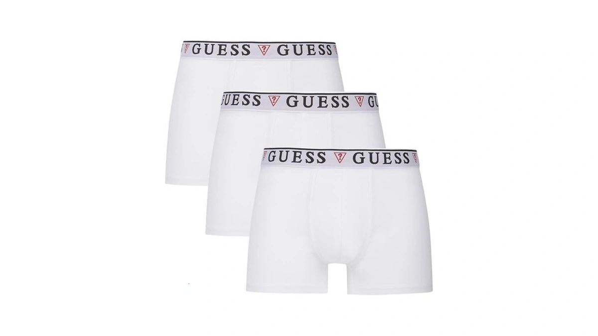 Guess Mens Eco Brian Hero Boxer Trunk 3 Pack, Optic