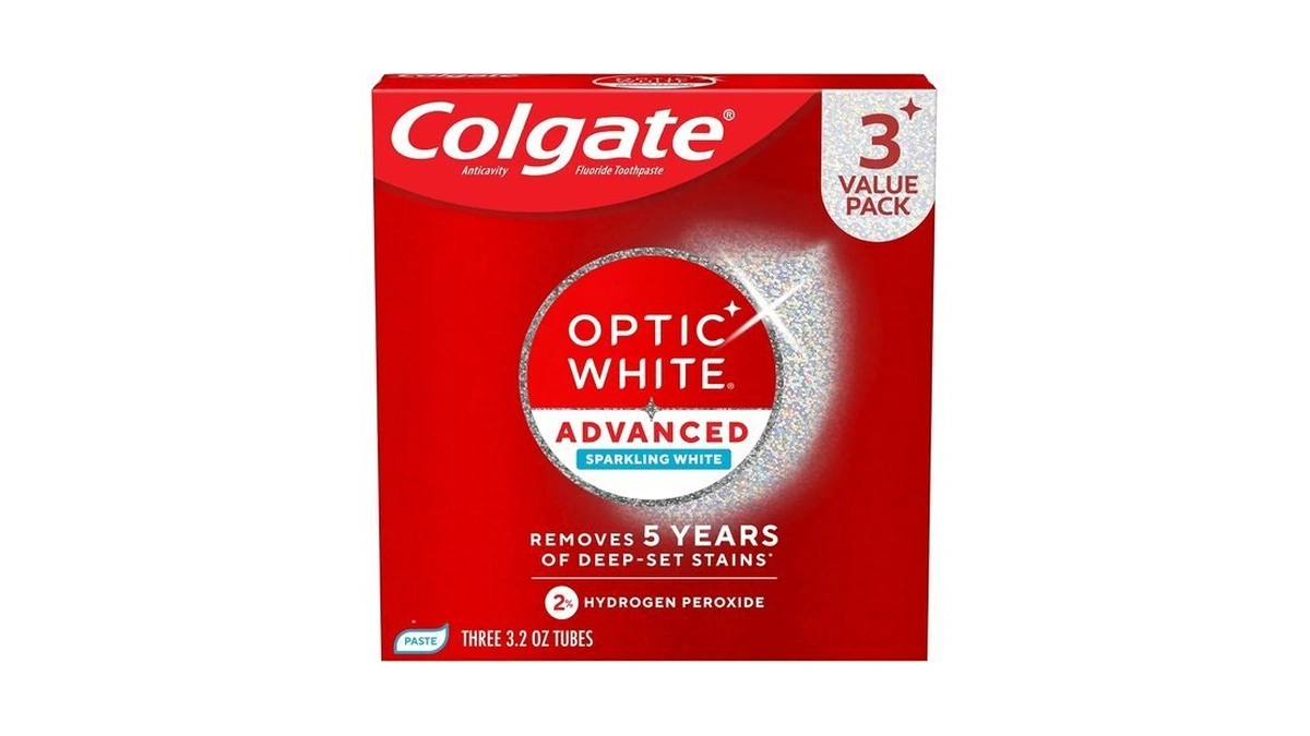 Colgate Optic White Advanced Hydrogen Peroxide Toothpaste, 3 Pack, 3.2