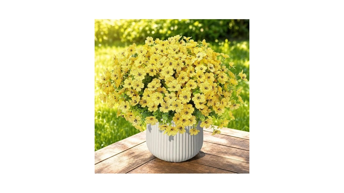 Artificial Flowers For Outdoors, 24 Bundles Fake Flowers Silk Daisy,