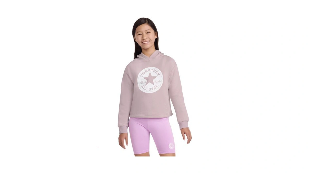 Converse Girls' Chuck Patch Cropped Hoodie, Phantom Violet, Small