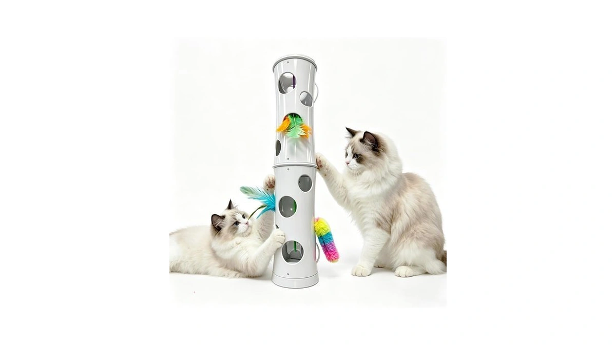 Kzoom Interactive Cat Feather Toy, Cat Toy Automatic Fluffy Tail