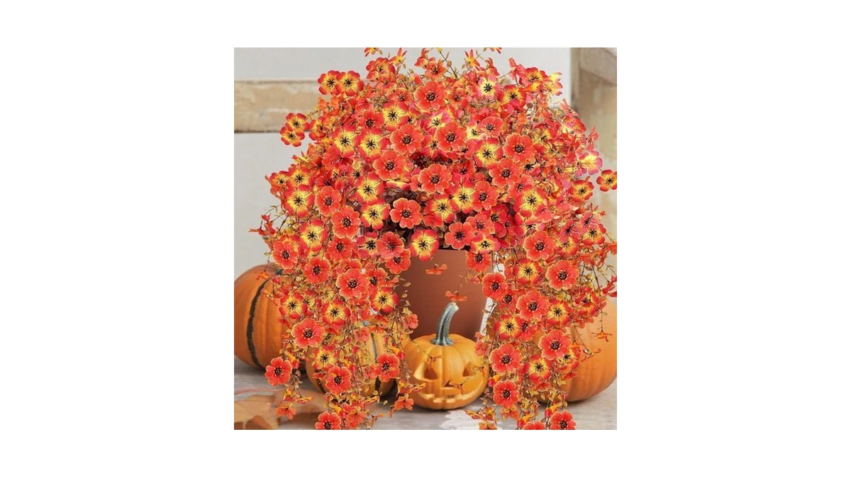 Outdoor Artificial Fall Flowers 6pcs, All Weather Fade Proof, Uv