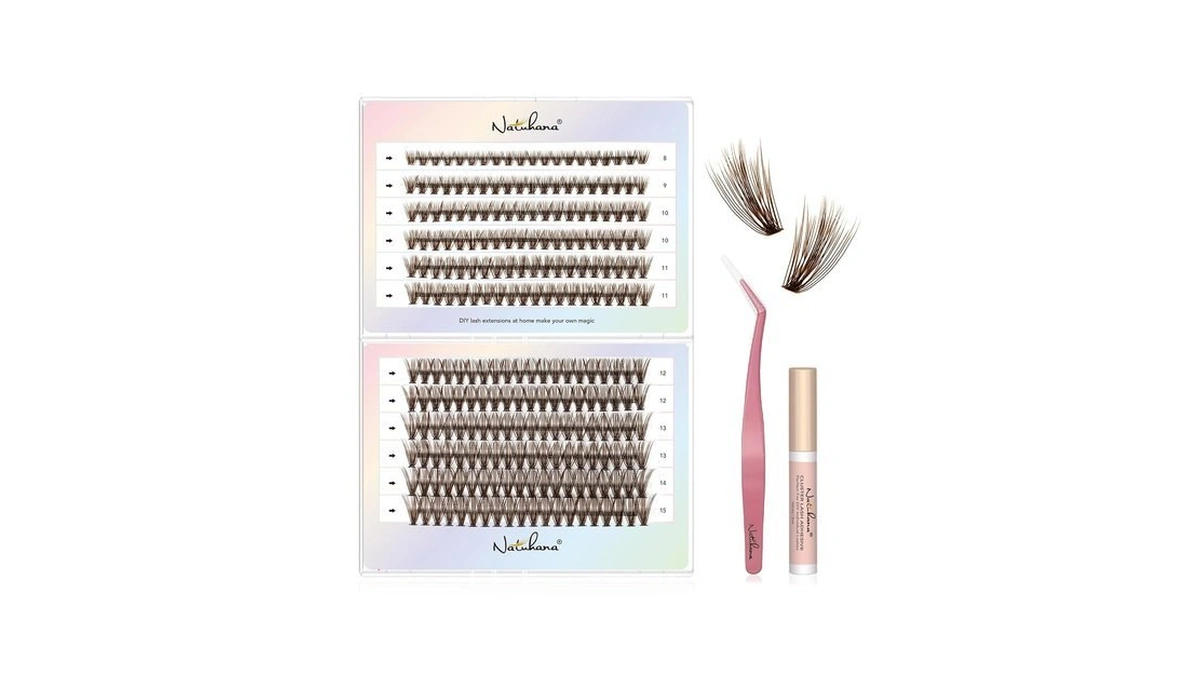 Natuhana Brown Lash Clusters Kit 240pcs Wispy Natural Eyelash Extensions