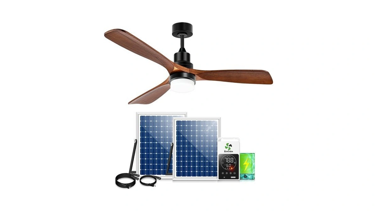 Ecocalm Solar Ceiling Fan For Gazebo 42" With Battery And