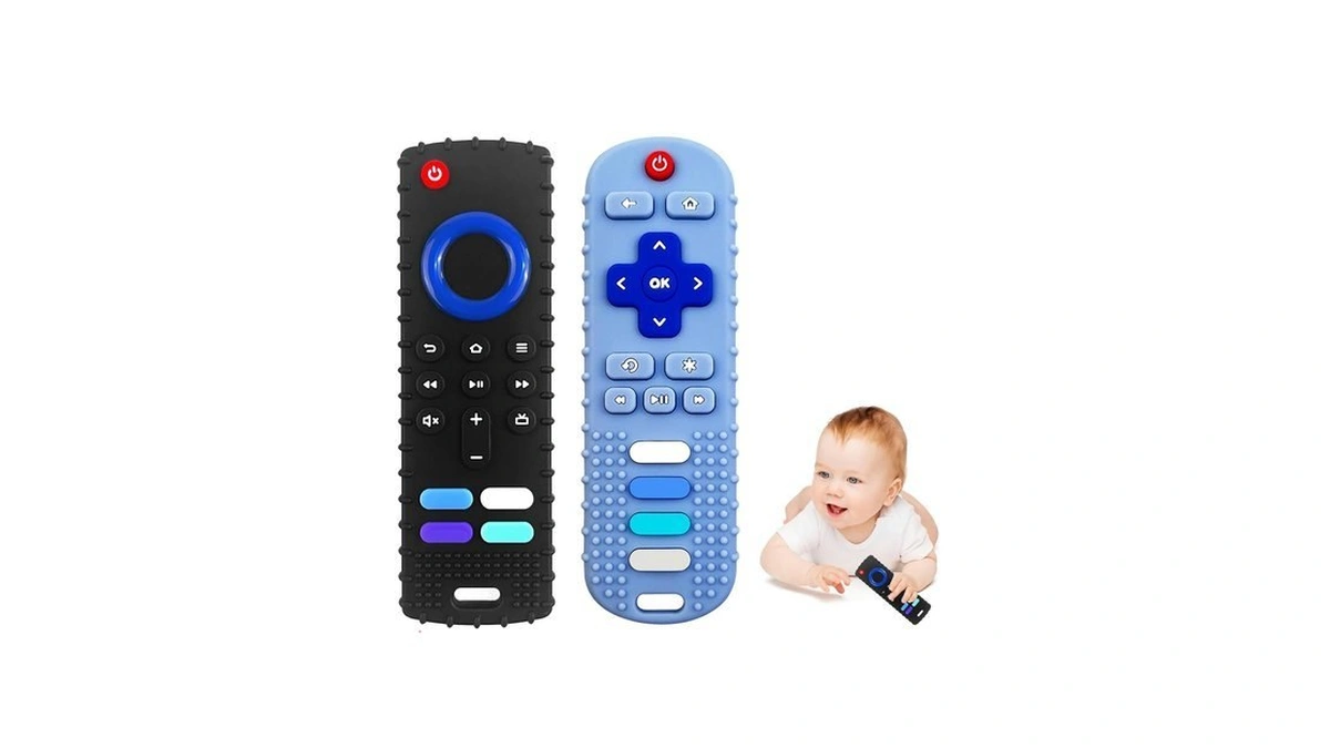Ersihua 2-pack Silicone Baby Teething Toys, Tv Remote Teethers For
