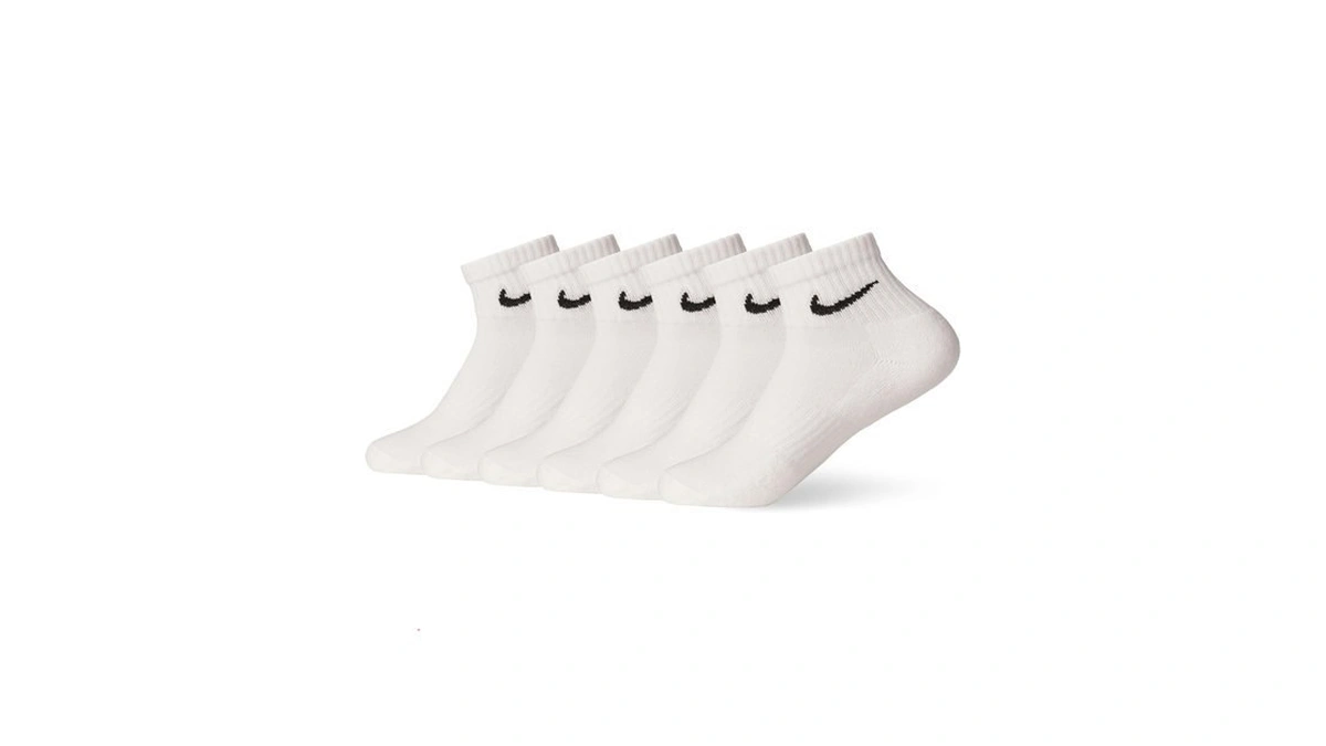 Nike Unisex Everyday Cushioned Training Ankle Socks (6 Pairs), White/black,