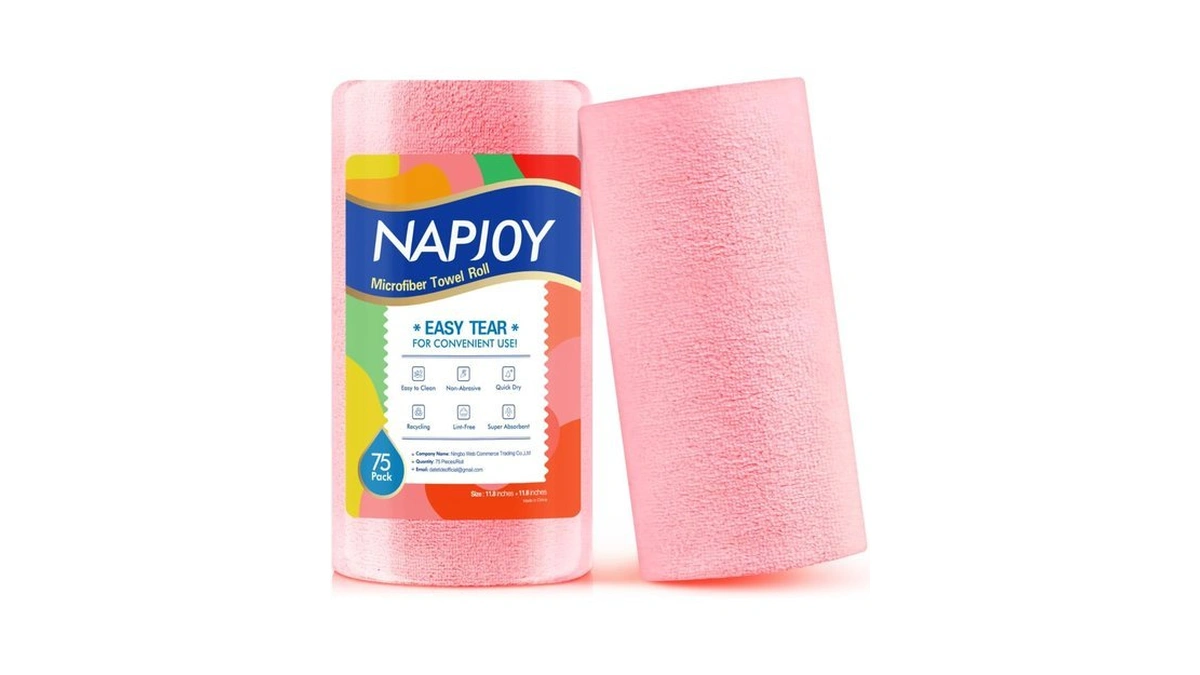 Napjoy Microfiber Cleaning Cloth Roll, 75pk Easy Tear Away Reusable