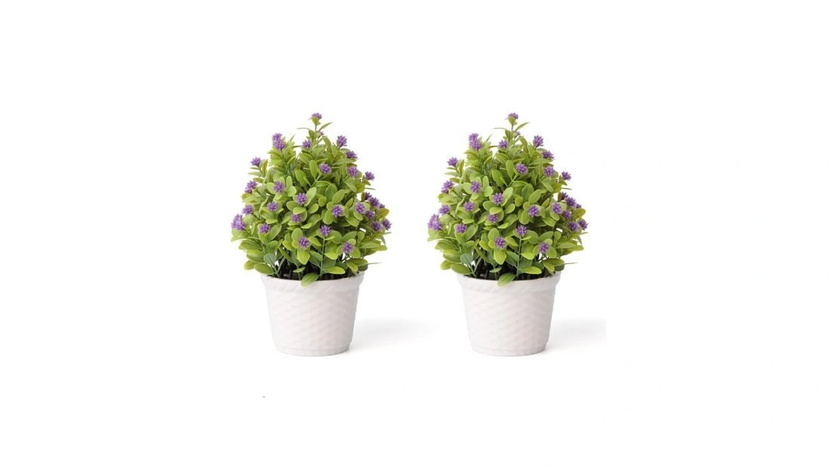Fuxdre 2 Pack Small Desk Plants, Artificial Bathroom Plants Decor