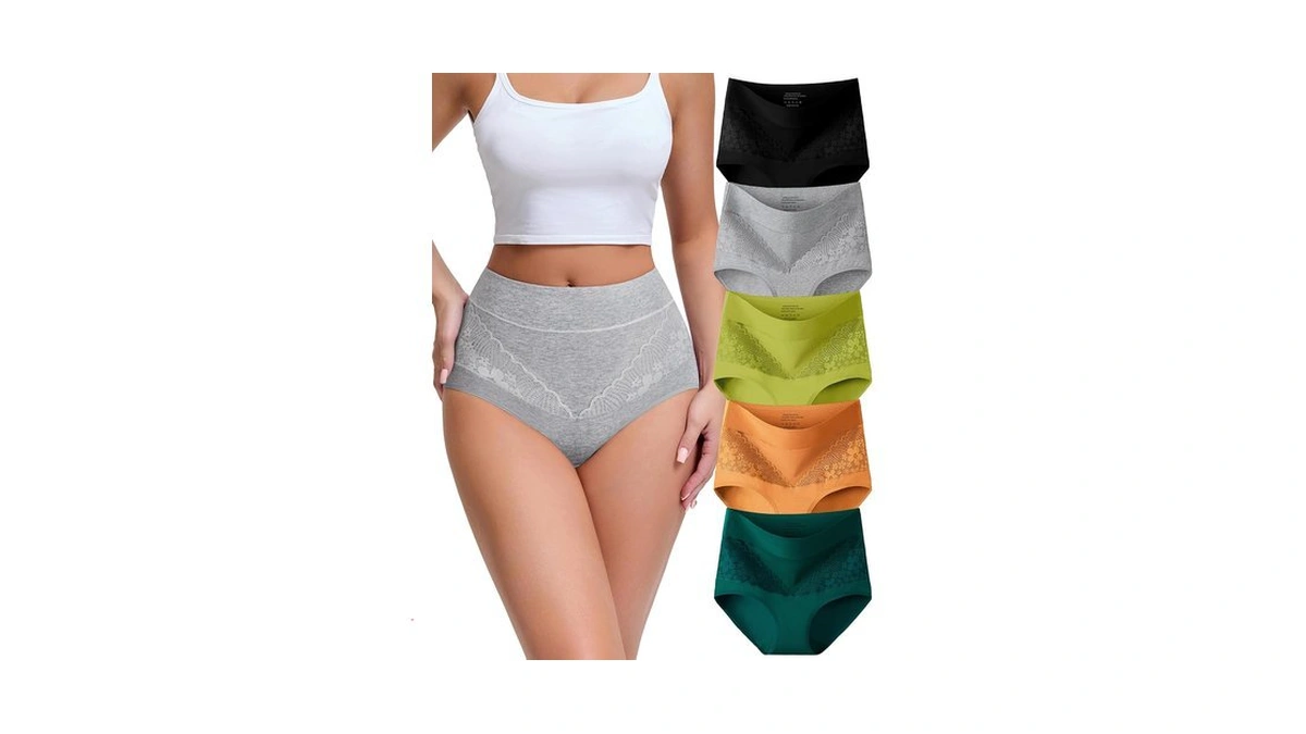Misswho Cotton Underwear Women High Waisted Tummy Control Briefs C