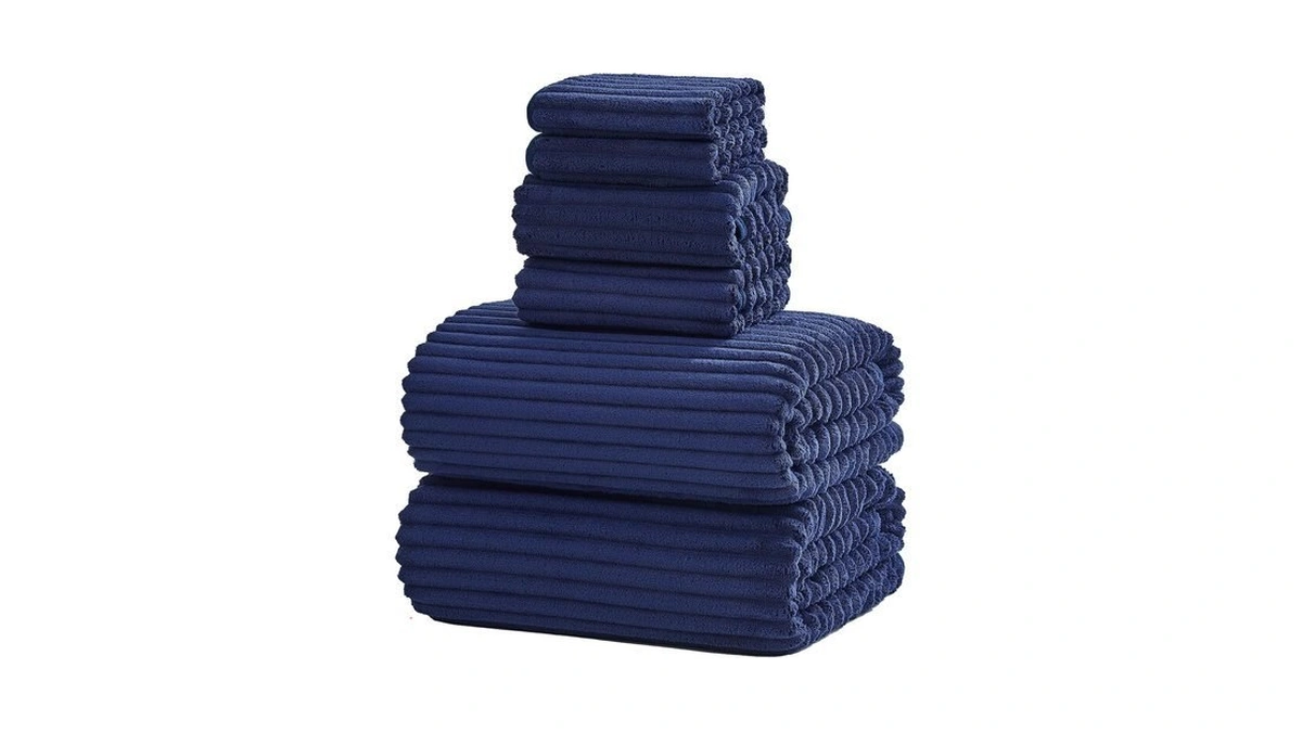 Nalivo 6 Piece Bath Towel Set, 30"x60" Towels, Navy Blue