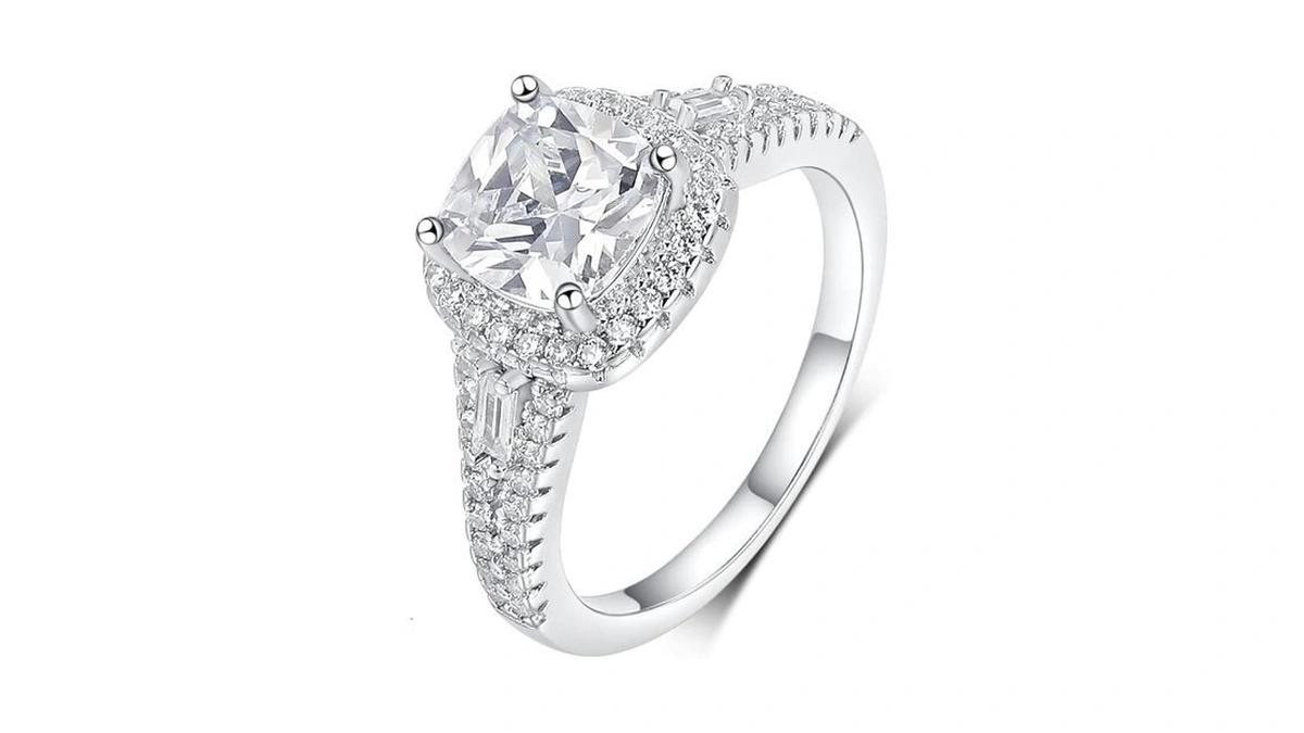 Mdfun Cushion Cut Halo Engagement Ring For Women, 7mm Aaaaa+