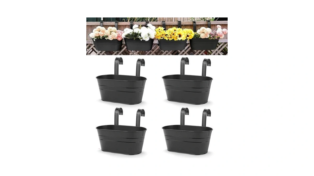 Hanging Planters Metal Railing Planters For O...