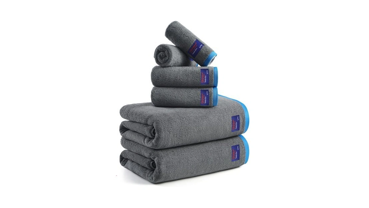 Redkiss 6 Piece Bath Towel Set, 100% Cotton, Soft Absorbent