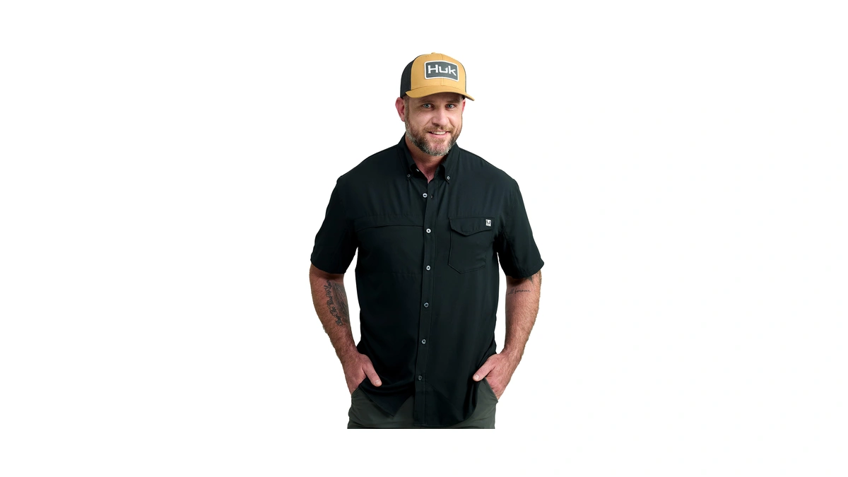 Huk Mens Tide Point Solid Short Sleeve Shirt, For Men