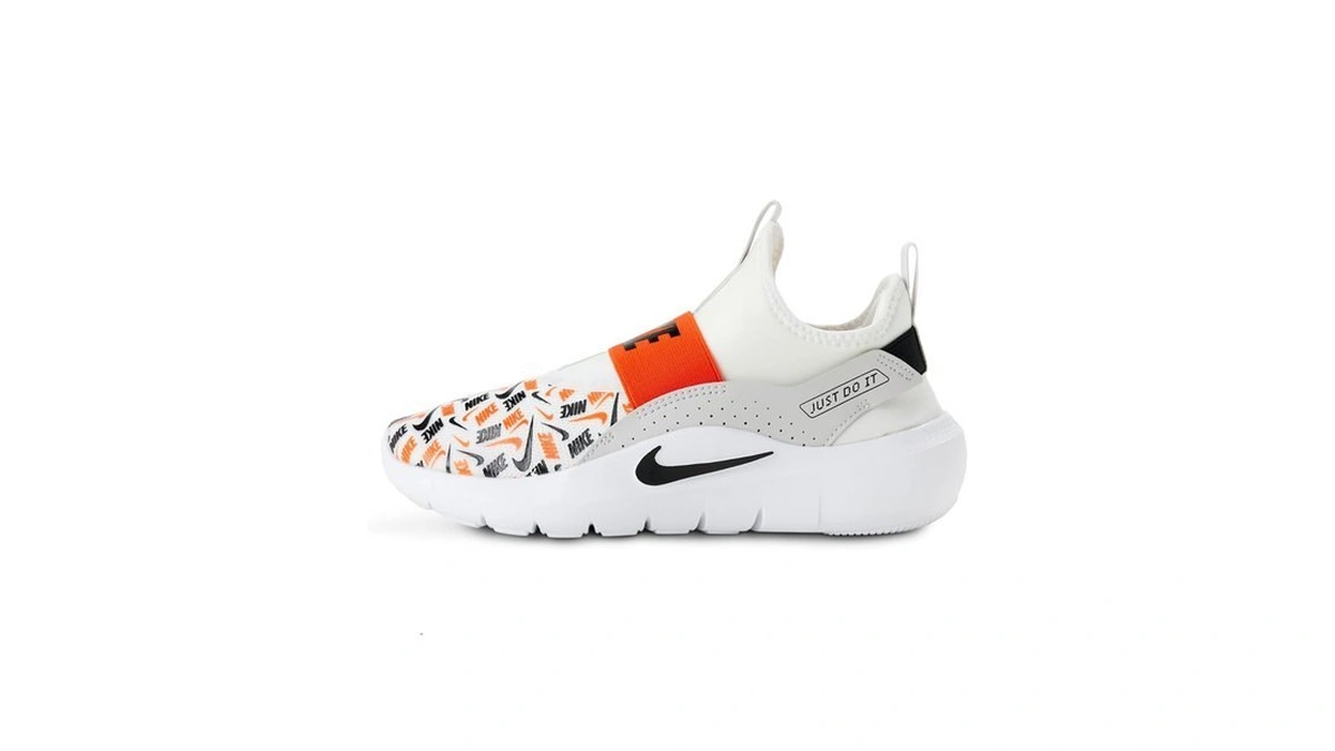 Nike Kid's Flex Runner 4 Aop, White/black-safety Orange-vast Grey, 5.5y