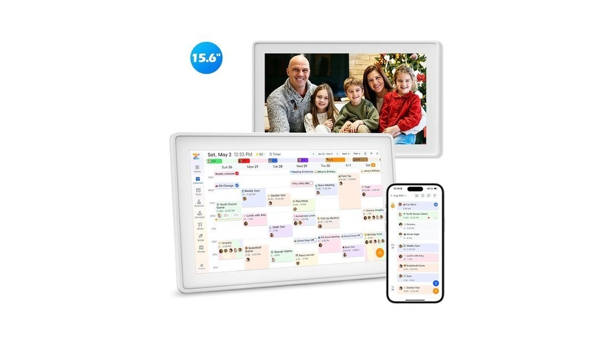 Kinstone 15.6" Digital Calendar, No Subscription Smart Wall Planner, Digital
