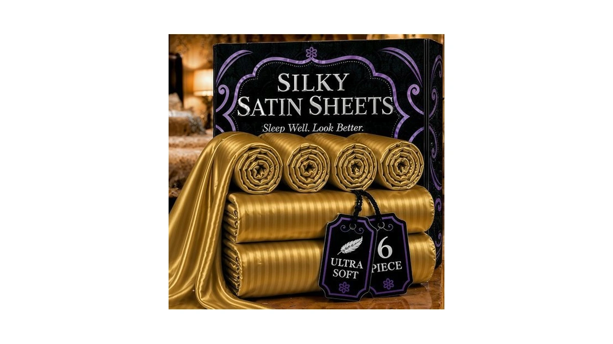 Decolure Satin Bed Sheets - 6 Piece Luxury Silky Full