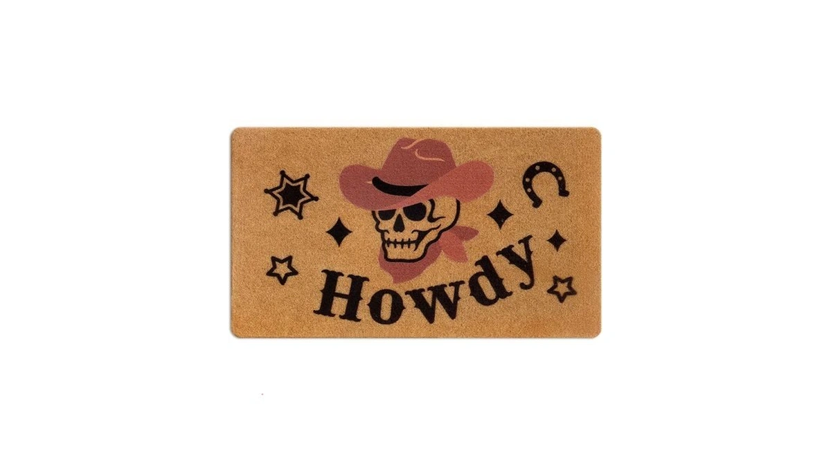Ciyvolyeen Western Halloween Skull Welcome Doormat, 17 X 30 Inches