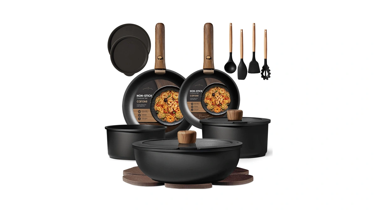 Carote 19pcs Pots And Pans Set Non Stick, Detachable Handle