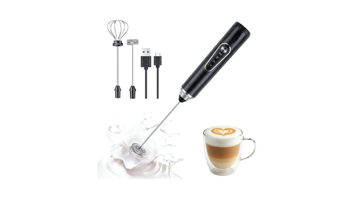 Rechargeable Handheld Milk Frother, 3-speed & 2 Detachable Whisks,10000rpm |