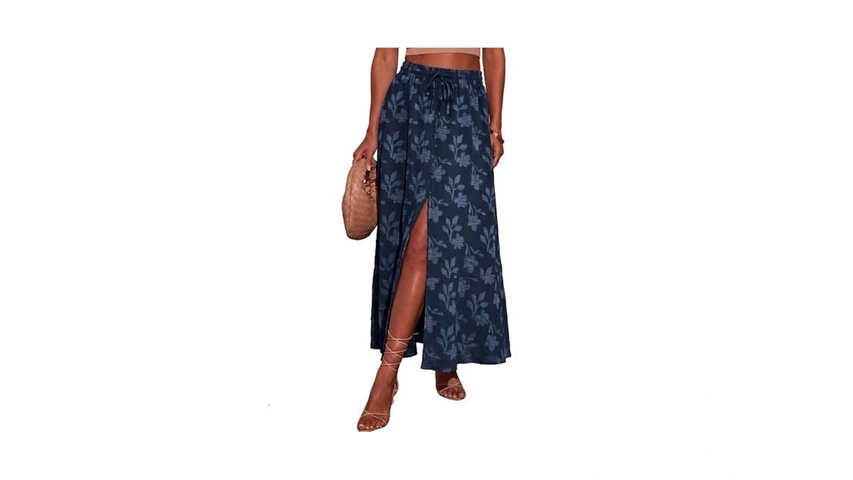 Simplee Women Summer Boho Maxi Skirts Floral High Waisted Slit