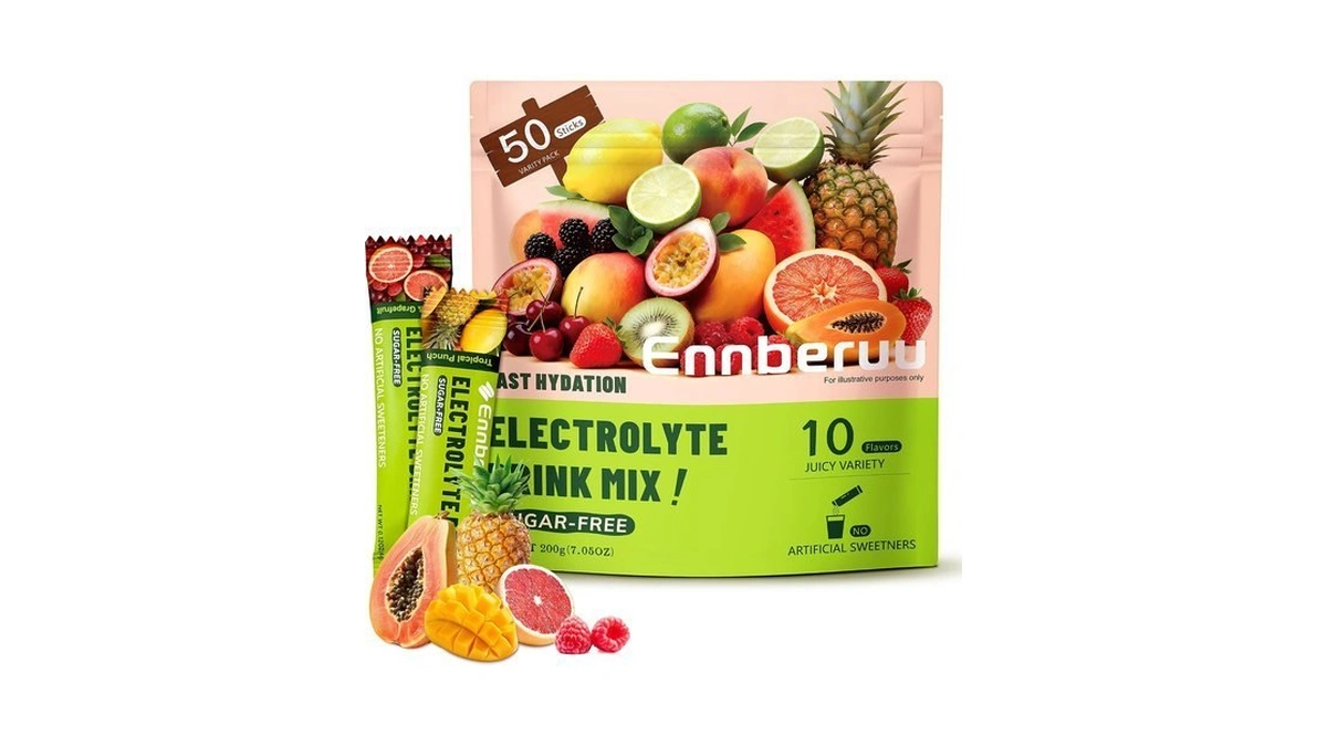 Electrolyte Powder Packets, 50 Sticks Sugar-free Hydration Drink, 10 Flavor