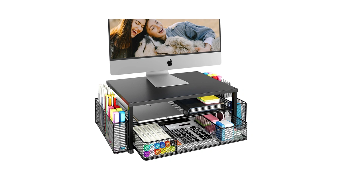 Opnice Desk Organizer And Accessories, 2-tier Computer Monitor Stand Riser