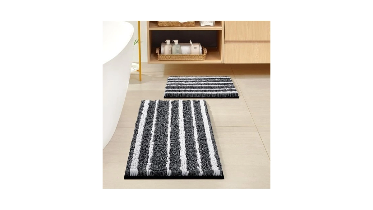Homeideas Bathroom Rugs Sets 2 Piece, Cationic Dyed Chenille Extra