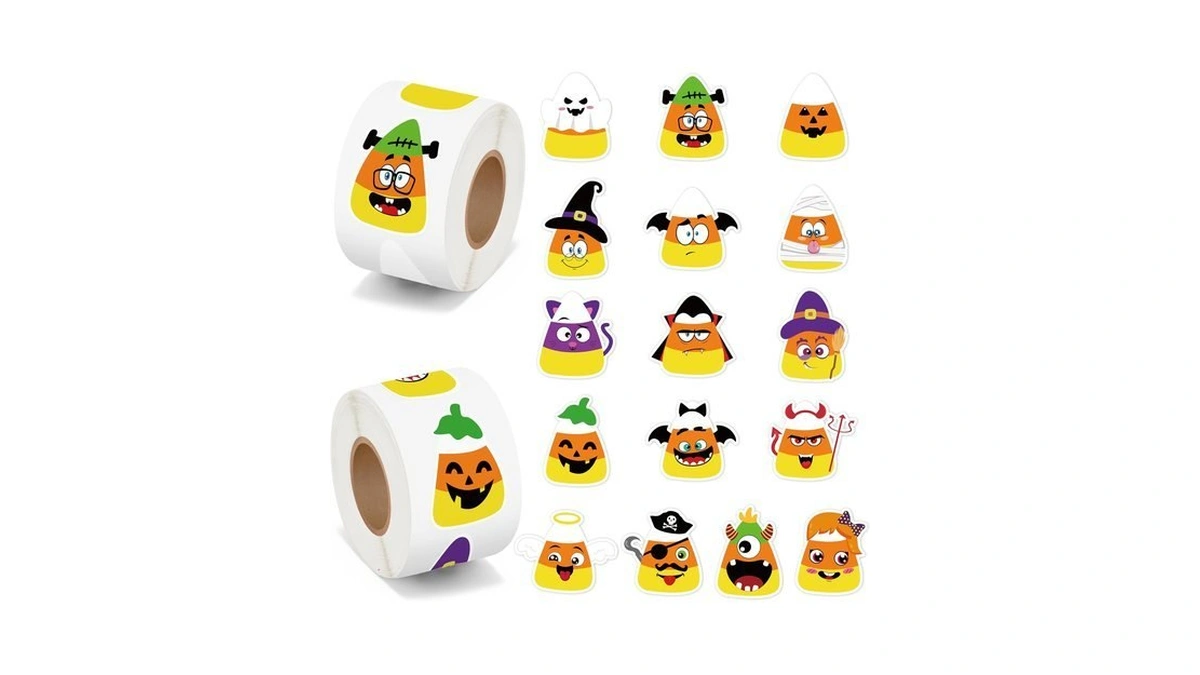 Beyumi Halloween Candy Corn Stickers - 1000pcs Cute Cartoon Halloween