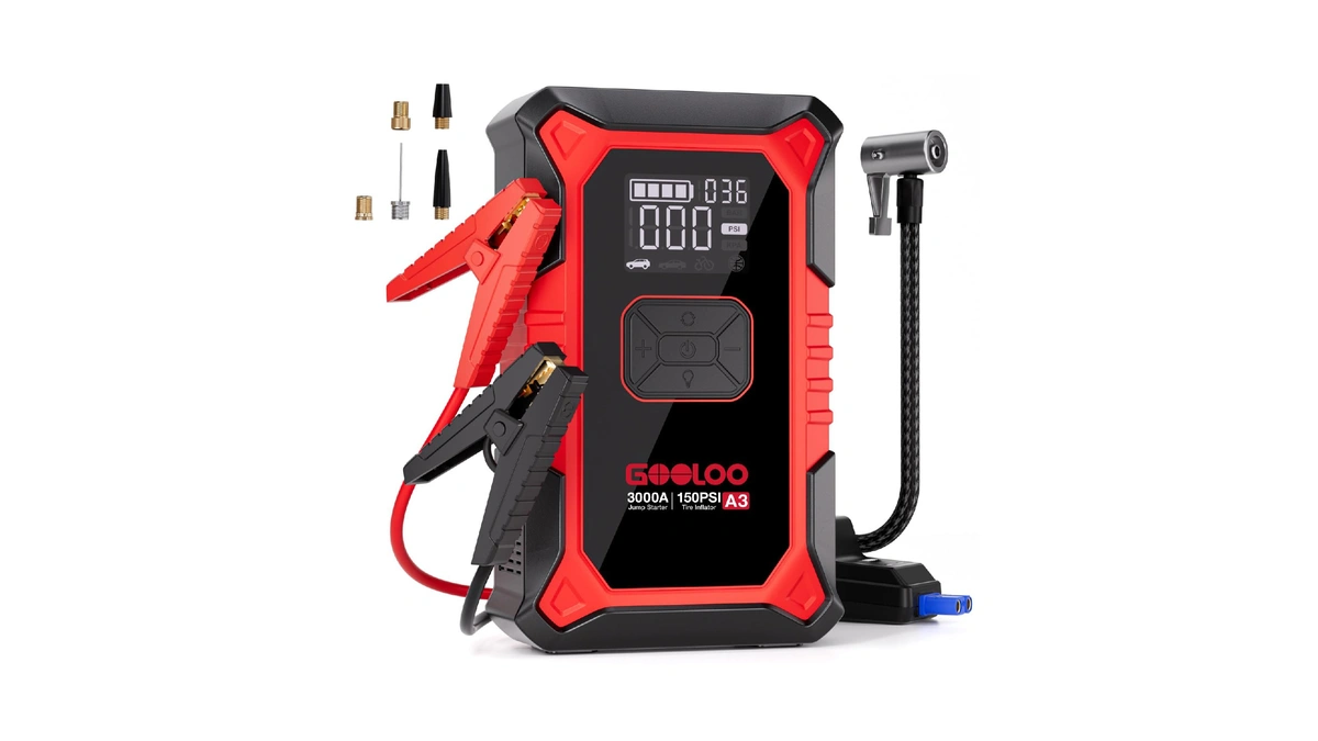 Gooloo A3 12v 3000a Portable Jump Starter With Air Compressor