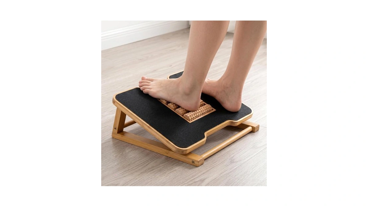 Bamboo Under Desk Foot Rest Foot Stool Rocking Footrest (nature