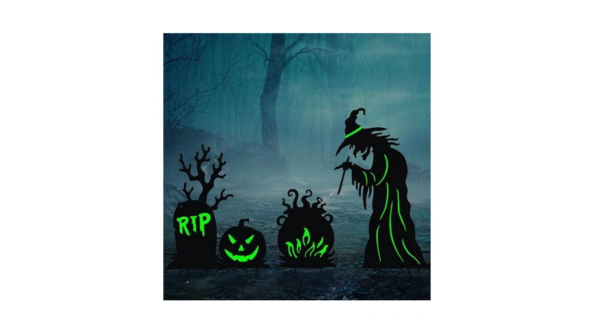 Brightdeck 3 Pcs Halloween Witch Yard Signs Metal Stakes Outdoor