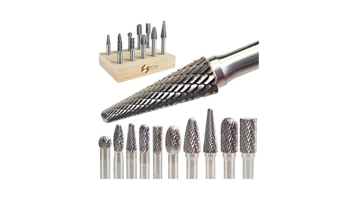 10pcs Carbide Burr Set 1/4" Shanks Double Cut Die Grinder