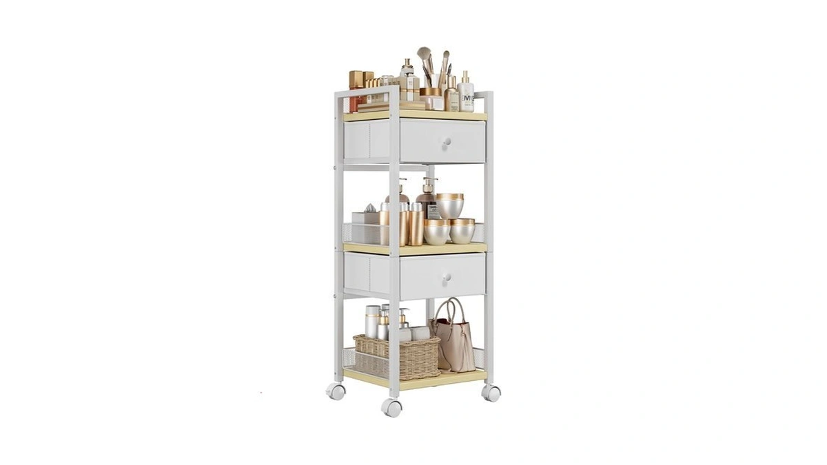 Flycity Rolling Makeup Organizer Cart, Floor Skincare Organizers Storage With