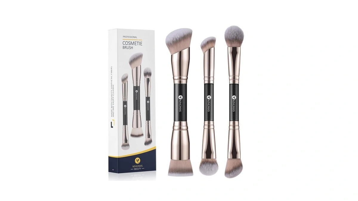 Kingmas Foundation Concealer Contour Brush Set, 3pcs Makeup Brushes