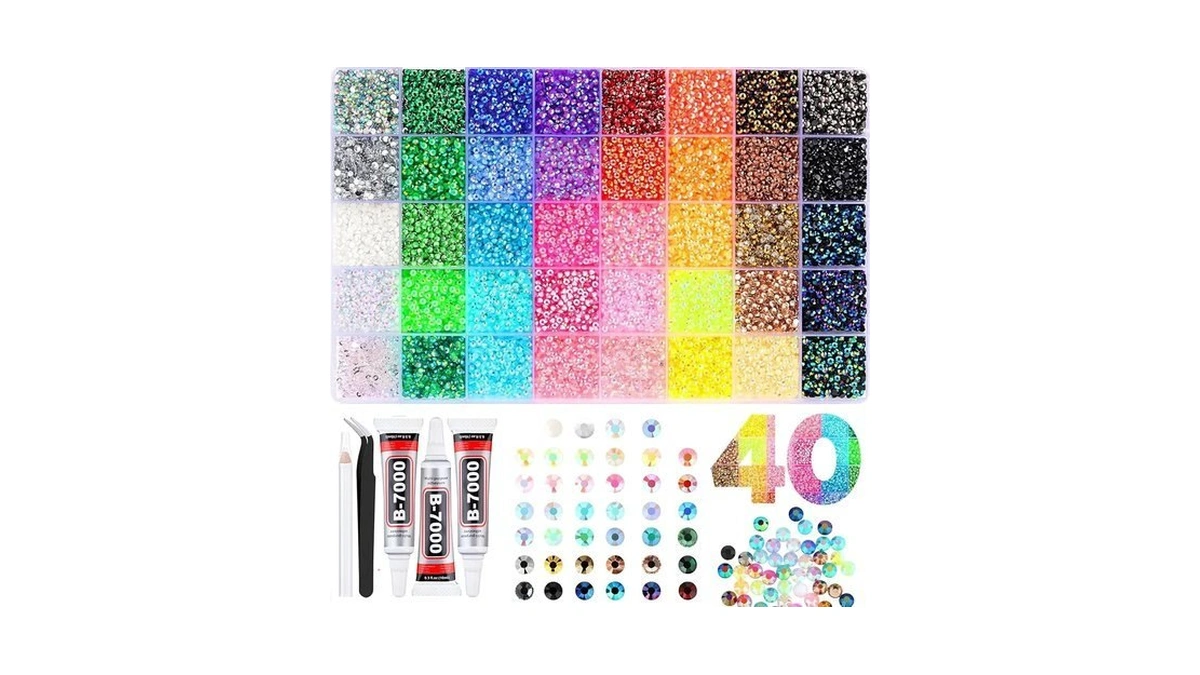 Arovine 40000pcs 40 Colors Resin Jelly Rhinestones For Blinging, 3mm