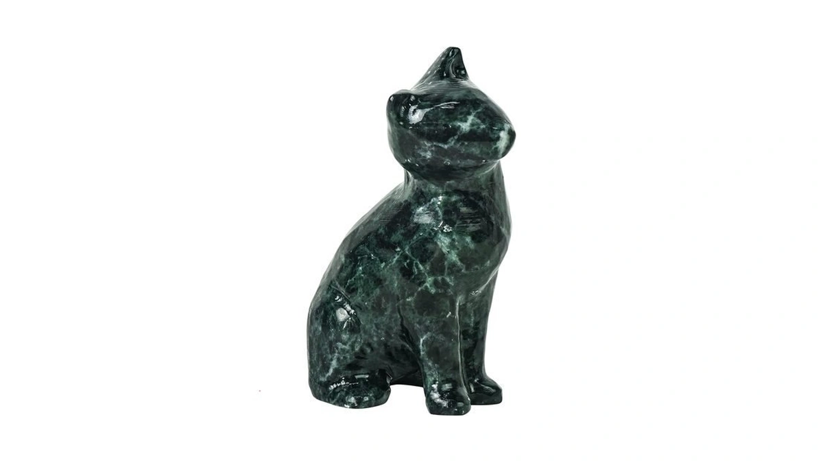 Dreamseden Sitting Cat Statue, Handcarved Stone Decorative Shelf Decor, Animal