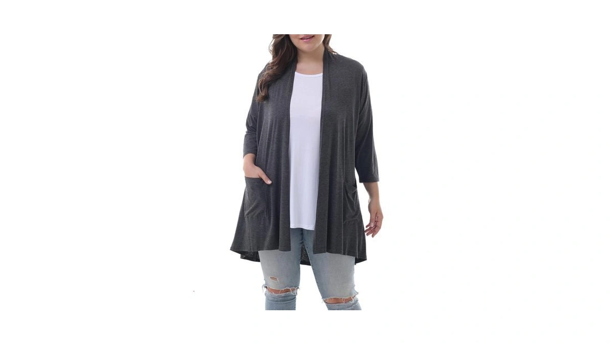 Zerdocean Women's Plus Size 3/4 Sleeve Lightweight Soft Printed Drape
