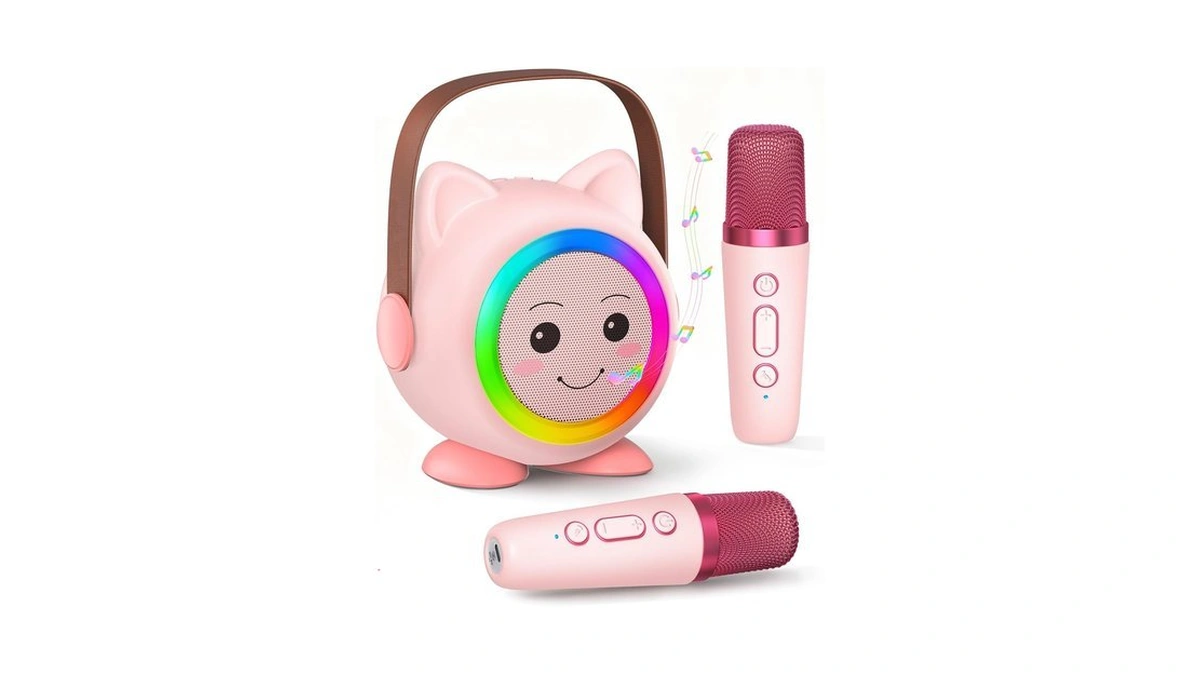 Aadmd Mini Karaoke Machine Toy For Kids, 2 Wireless Mics,