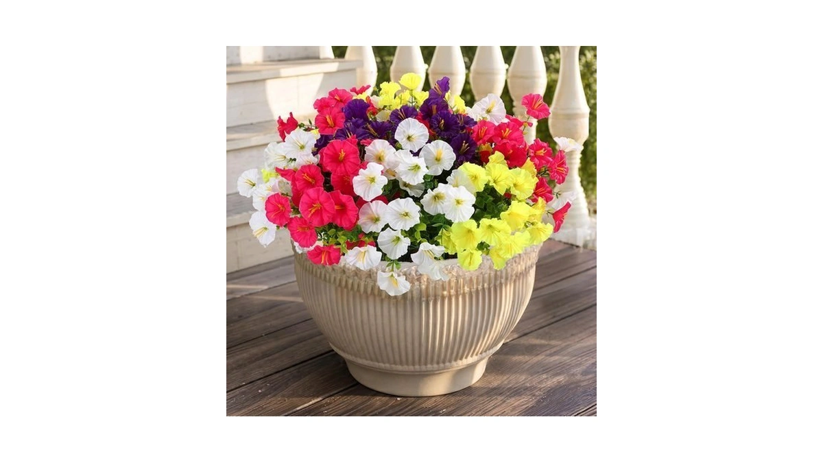 12 Bundles Artificial Flowers For Outdoors Uv Resistant Mix Colors