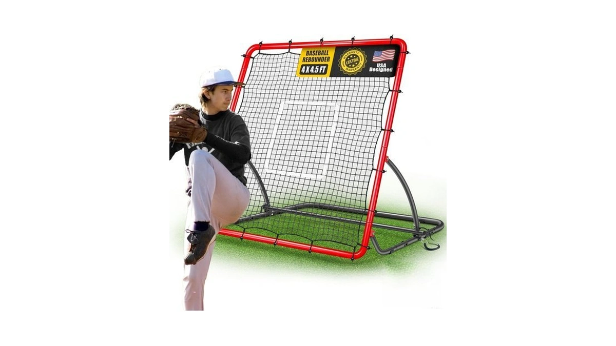 Telury Heavy Duty Baseball Rebounder Net 4x4.5 Ft Pitchback With