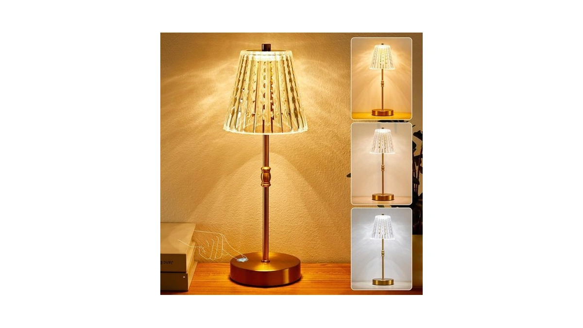 Cordless Crystal Lamp Battery Operated Touch ...